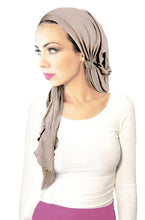 Pre-tied Headcover Versatile Ties Bandana Tichel Head-scarf Cotton in 26 Colors! (Light Beige Long - 361)
