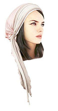 Champagne Pink Taupe Cream Head-scarf Hair-Snood Tichel Ties In Bow Bun Or Braid! (pink taupe cream - 356)