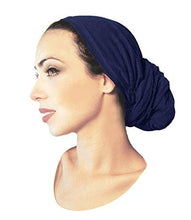 Pre-tied Head-scarf Versatile Long Ties Bandana Tichel Headwear Turban Wrap Soft Cotton in 26 Colors! (Dark Navy Blue - 117L)