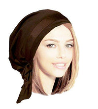 Brown Cotton Jersey Pre-tied Head-scarf Snood Tichel w/ Gorgeous Brown Trim (Brown trim - 276)