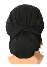 Black Pre-tied Head-scarf w/ Embroidered Velvet Trim (Black velvet embroidered trim - 277)