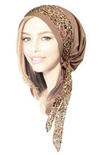 Boho Chic Head-scarf Tichel Embellished with Fancy Pink Floral Lace (Taupe headscarf floral lace)