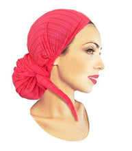 Pre-tied Headwear Versatile Ties Hot Pink Bandana Tichel Head-scarf ...041