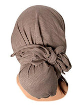 Boho Chic Taupe Brown Beige Head-scarf Embellished with Fancy Gold Taupe Floral Applique (Taupe - 217)