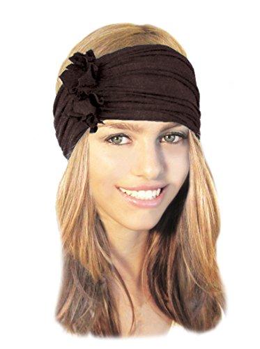Stretch Chunky Wide Head-band, Hair-band, Boho Chic Head-wrap (dark brown - 190)