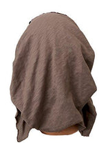 Quality Taupe Brown Pre-tied Head-scarf With Gorgeous Handmade Velvet Beaded Trim (Taupe beaded short - 311)