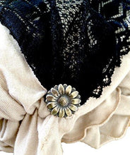 Boho Chic Artisan Head-scarf Tichel Embellished with Wide Floral Lace (Beige black lace - 326)