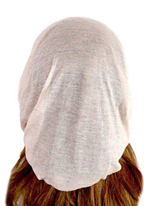 Soft Pink Head-scarf Chemo Tichel Embellished with Vintage Lace Coconut Buttons (Champagne baby pink long - 372)