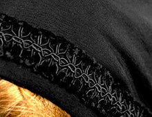 Black Pre-tied Head-scarf w/ Embroidered Velvet Trim (Black velvet embroidered trim - 277)