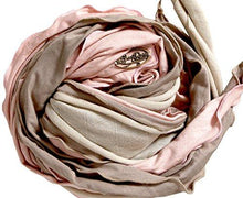 Champagne Pink Taupe Cream Head-scarf Hair-Snood Tichel Ties In Bow Bun Or Braid! (pink taupe cream - 356)
