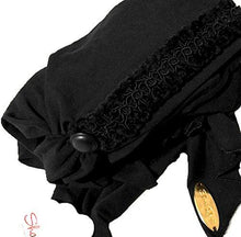 Black Pre-tied Head-scarf w/ Embroidered Velvet Trim (Black velvet embroidered trim - 277)