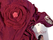 Fuchsia magenta cotton pre-tied headscarf with gorgeous knit flower and pink rose button! (Fuchsia rose)