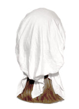 Boho Chic White Head-scarf Tichel Embellished with Wide Fancy Floral Lace Rose Buttons (White fancy lace - 184)