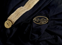 Navy blue pre-tied headscarf tichel soft cotton with decorative gold sparkly trim and two gold buttons! (Navy blue gold)