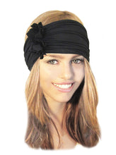 Stretch Chunky Wide Head-band, Hair-band, Black Boho Chic Head-wrap - 056