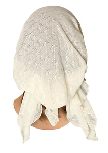 Boho Chic Pre-tied Head-Scarf Tichel Textured Breathable Knit Collection ShariRose (Cream short - sk05)