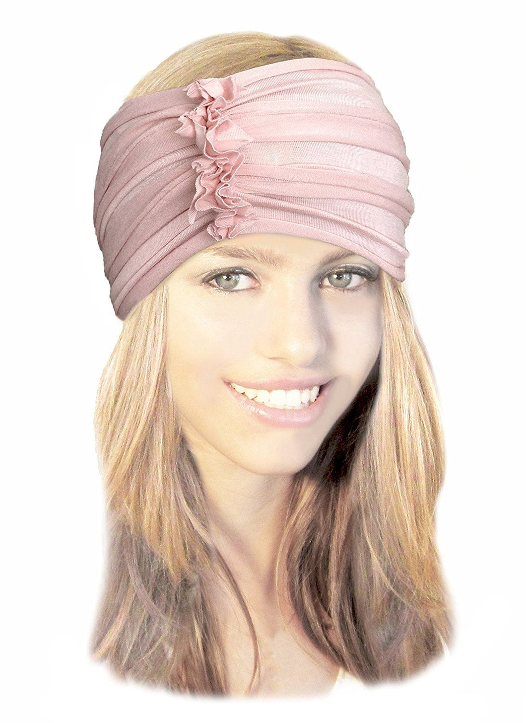 Champagne Pink Wide Soft Cotton Head-band Turban Hair-band Boho Chic Head-wrap ShariRose (Champagne pink - ch01)