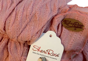 Boho Chic Pre-tied Head-Scarf Tichel Textured Knit Collection ShariRose (Champagne pink shimmer long - 407)