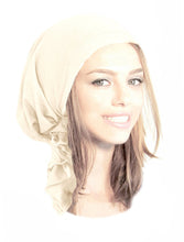 Pre-Tied Cream Cotton Head-Cover Snood Head-Scarf Hat Chemo Cancer & Tichel Friendly in 30 Colors! (Cream short - 040s)