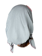 Gray grey pink pre-tied headscarf with gorgeous pink knit flower and decorative over-lock! ShariRose (Light grey pink r001)