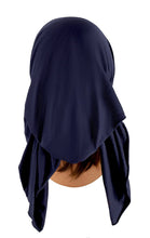 Pre-tied Head-scarf Headcovering Snood Tichel With Your Choice Of Stunning Trim Detail: Handmade By ShariRose (Navy blue white daisies)