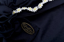 Pre-tied Head-scarf Headcovering Snood Tichel With Your Choice Of Stunning Trim Detail: Handmade By ShariRose (Navy blue white daisies)